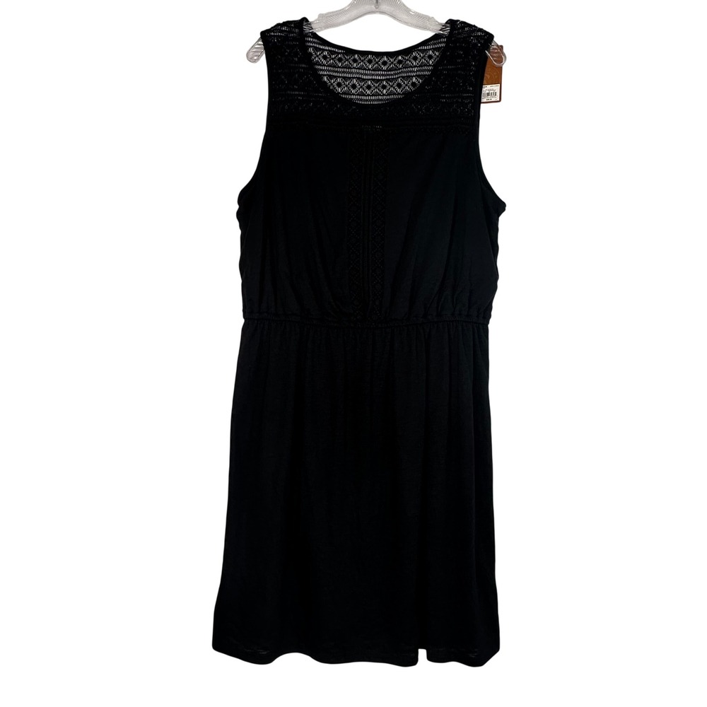 Sonoma Goods for Life Women XL Black Crochet Lace Yoke Sleeveless Knit Dress NWT